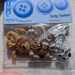 Dress it up buttons and embellishments. silly safari. animal shaped buttons and embellishments.