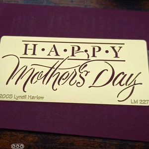 Happy mothers day Prägevorlage. Schablone, Kartengestaltung, Muttertagsgeschenk. Ausschluss-Buchung. Holzfeuer.