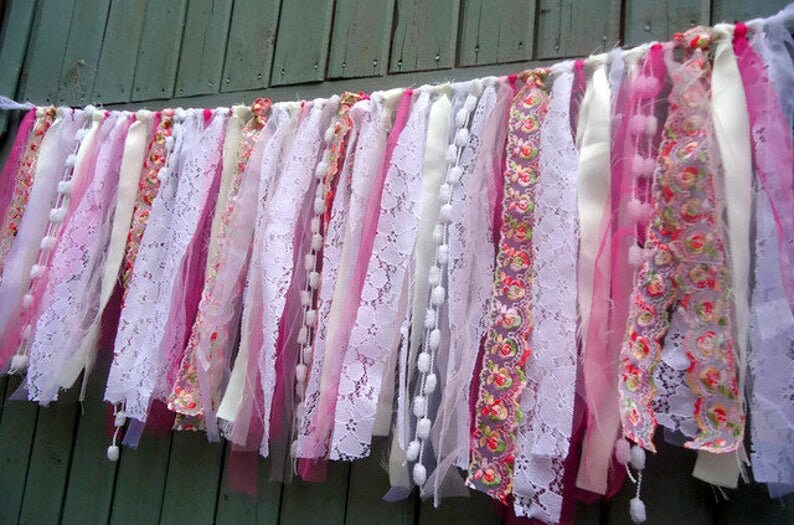 Baby shower garland/ Fabric garland/ Ribbon garland/ Nursery Etsy