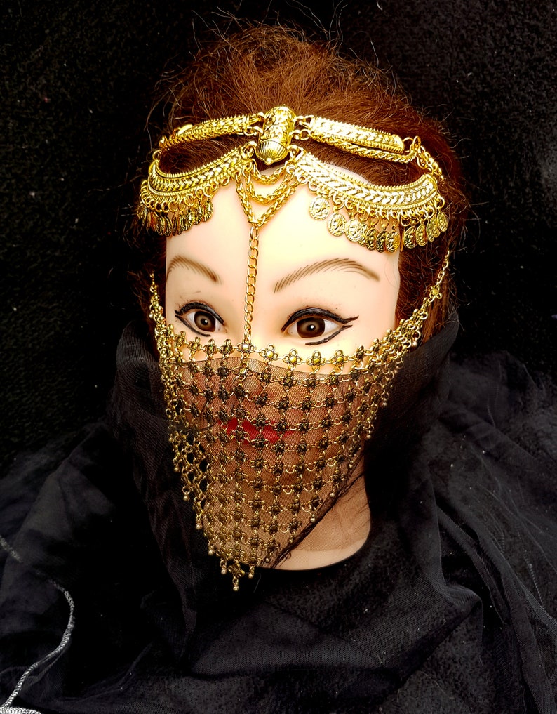 Gold chain mask Face chain Handmade mask Festival accessories Etsy