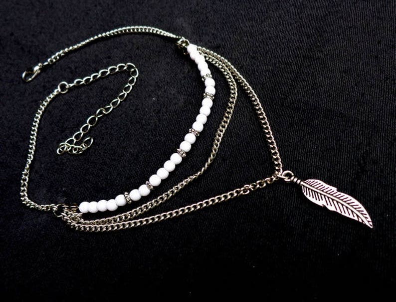 Tribal anklet White anklet Boho anklet Tribal bead anklet Boho jewelry Bohemian anklet Charm anklet Handmade anklet Summer anklet