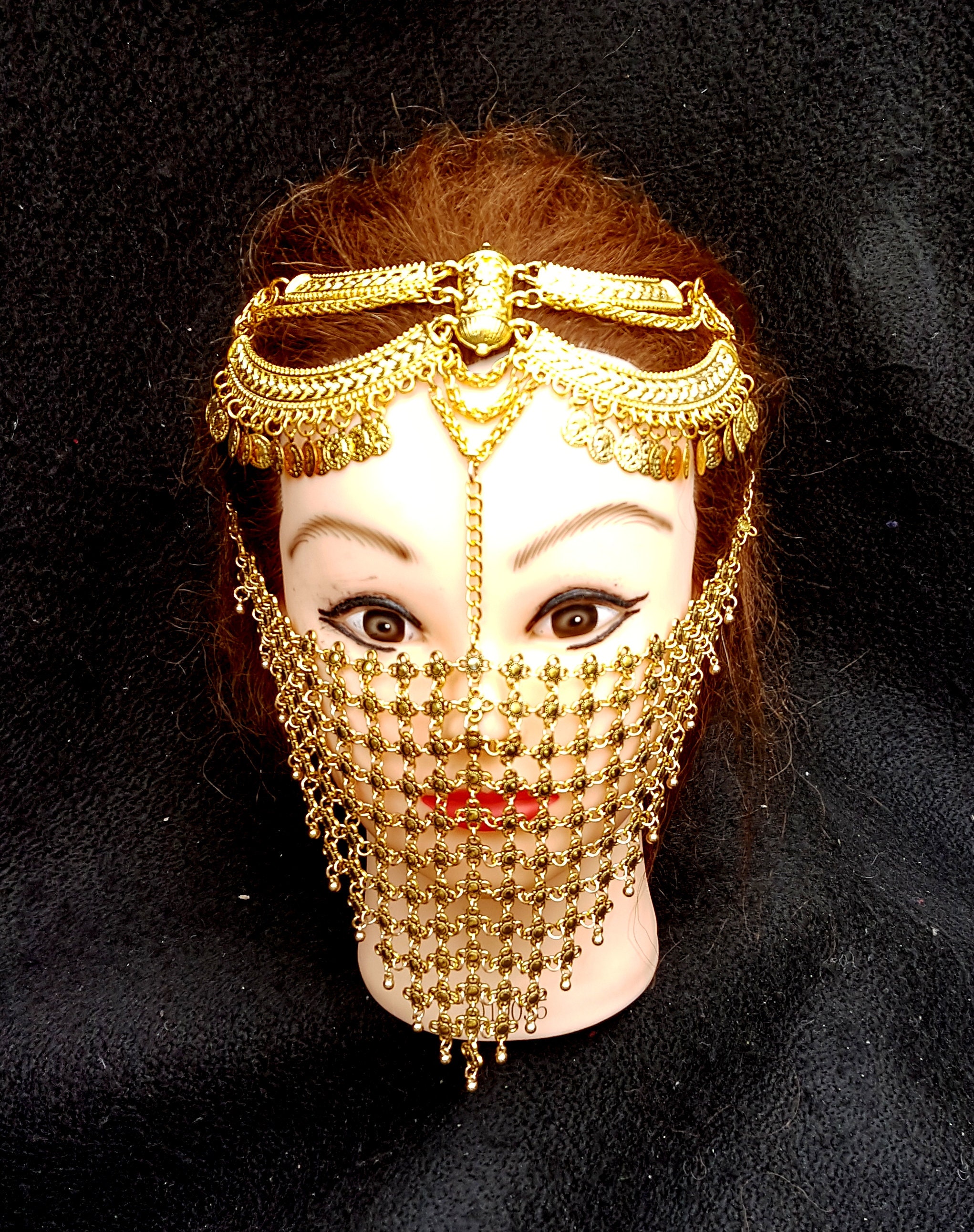 Gold chain mask Face chain Handmade mask Festival accessories Etsy