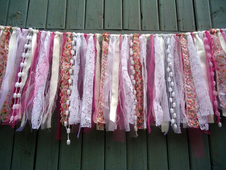 Baby shower garland/ Fabric garland/ Ribbon garland/ Nursery Etsy