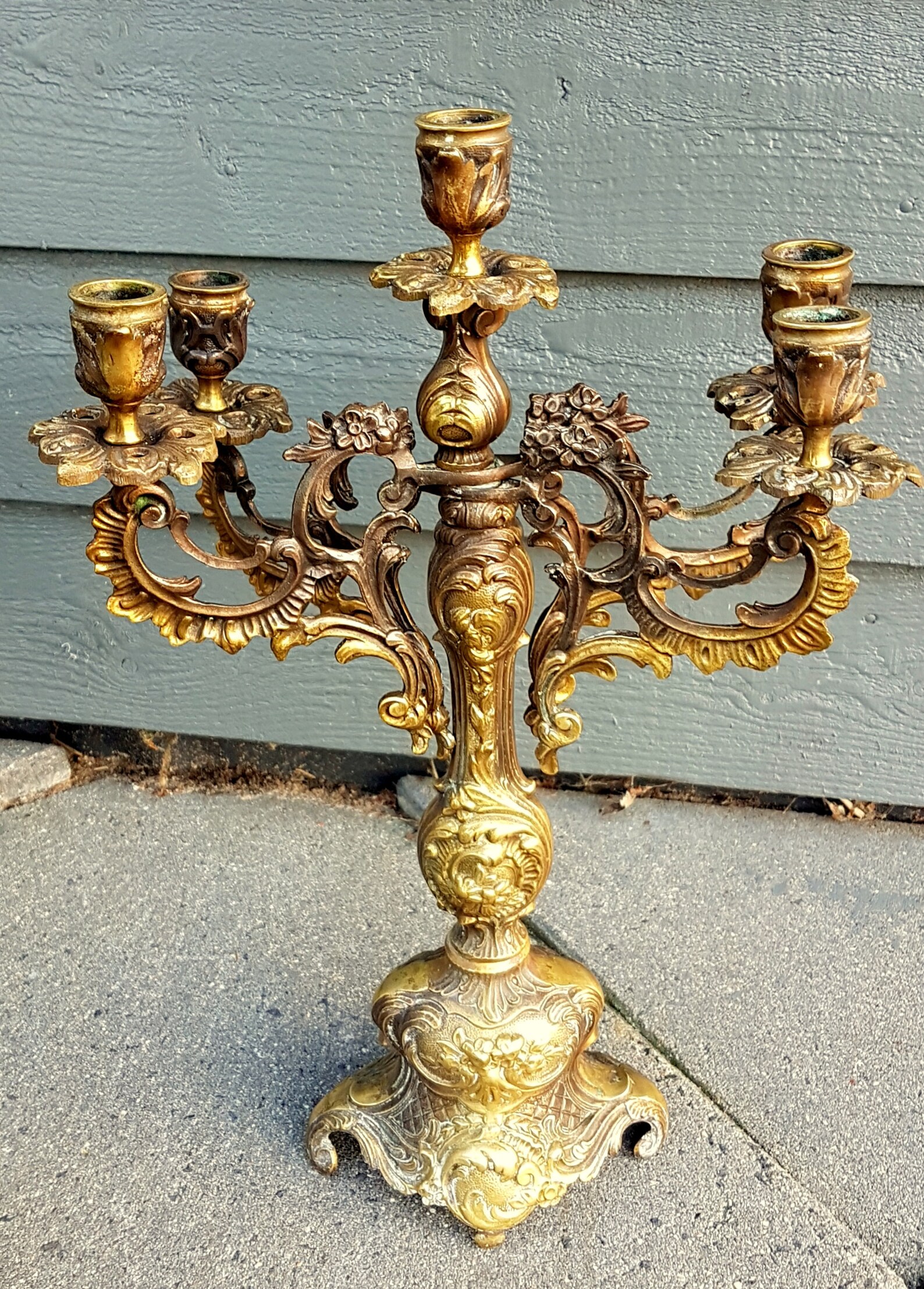 Vintage Brass Candelabra 5 Arm Candleholder Etsy