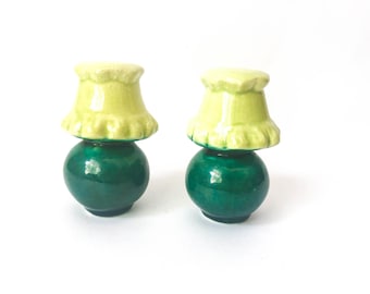 Vintage Lamps Green & Yellow Salt and Pepper Shakers