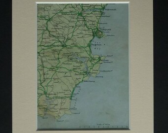 North Devon Antique road map Barnstaple Bideford maps Framed 1920s Gift home decor World