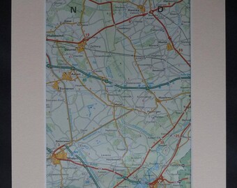 1980s Vintage Belgian Map of Weert, Available Framed, Belgium Art, Asten Gift, Someren Decor, Deurne Wall Art, Venray Picture, Old Euro Map