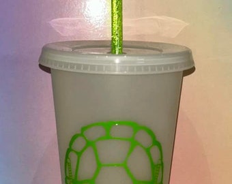 Turtle shell 24 Fluid Ounce cold cup tumbler, Customised, Personalisation, New colour changing item, Glow in the dark