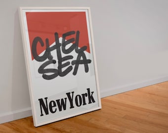 chelsea new york printable wall art | marlboro vintage retro western cowboy nyc print | nyc neighborhood digital download