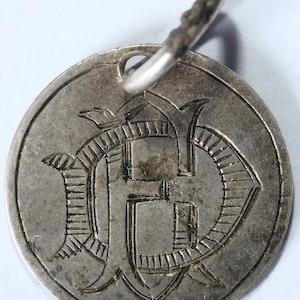 Engraved D E Victorian .925 silver Threepence holed with link for charm or pendant use