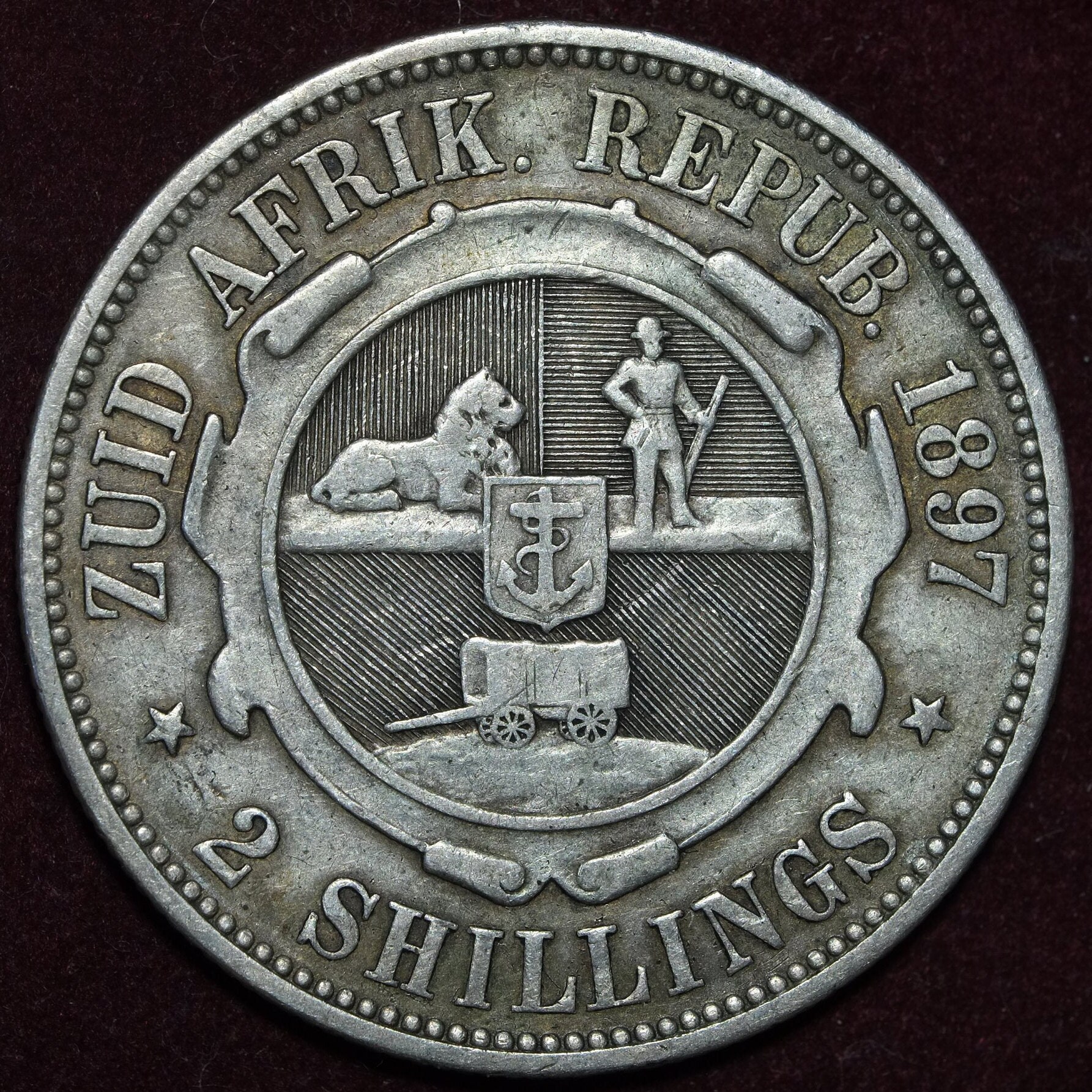 Image of 1897 Zar Silver Two Shillings Republic South Africa