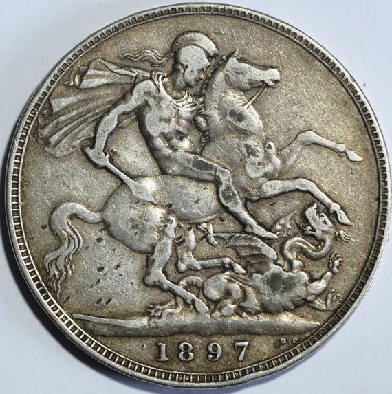 1897 LXI ヴィクトリア女王ベールヘッドフルクラウン .925 銀貨