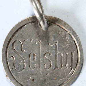 Engraved SELSBY Victorian .925 silver Threepence holed with link for charm or pendant use