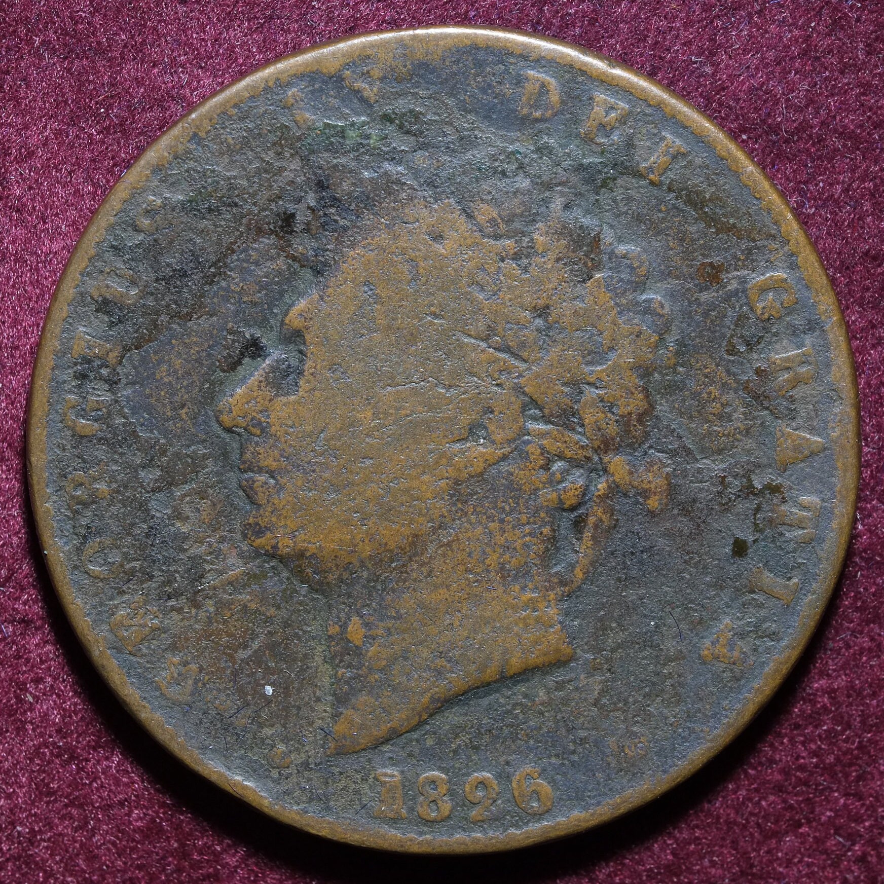 Image of 1826 King George Iv Copper Half Penny Coin