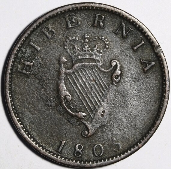 1805 Hibernia Half Penny Coin King III Ireland Etsy