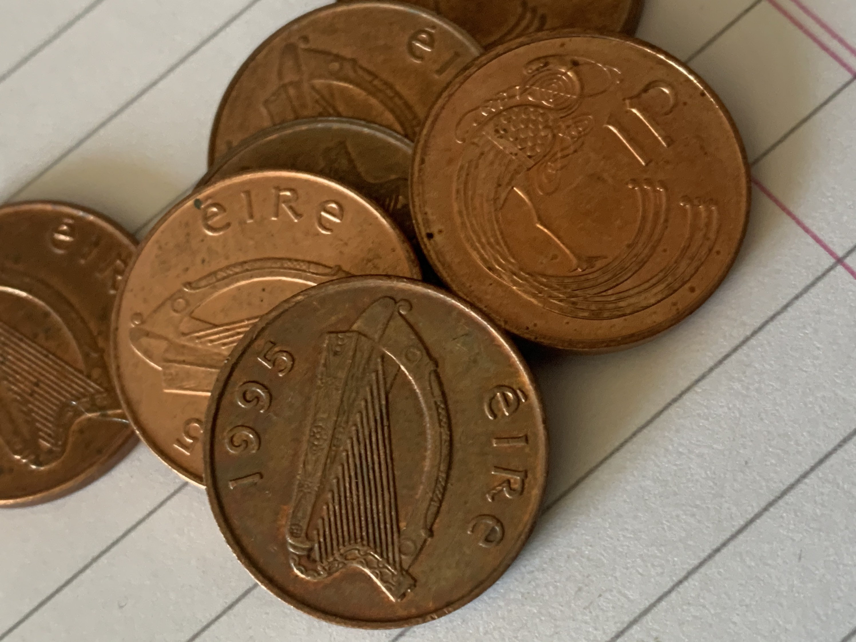 Image of 10 X 1995 Irish 1P New Pence Coins