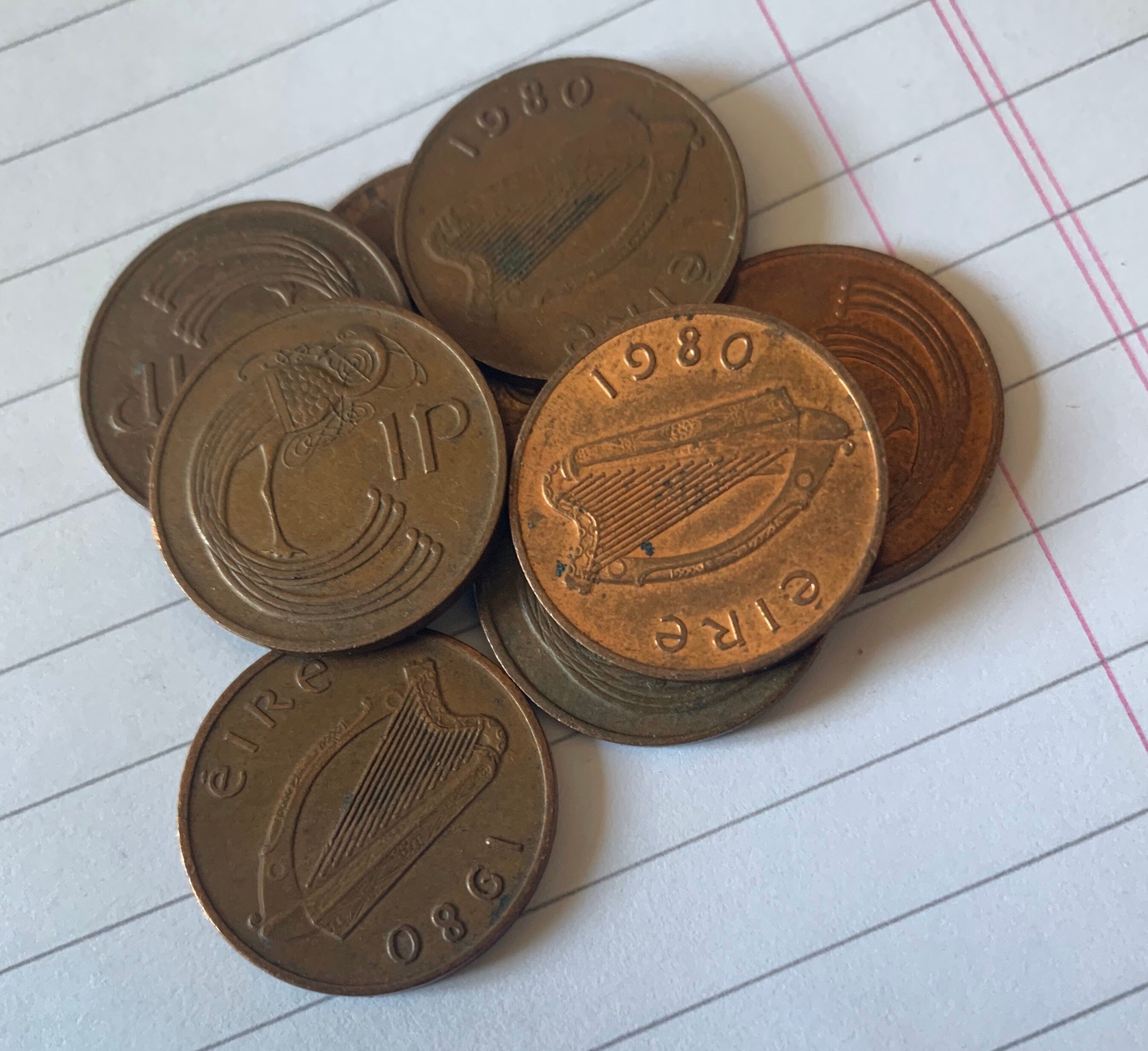 Image of 10 X 1980 Irish 1P New Pence Coins