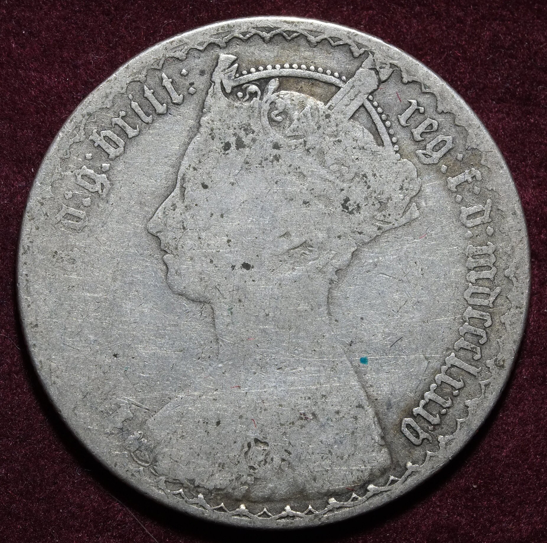 Image of 1885 Mdccclxxxv Gothic Florin Silver Coin From The Reign Of Queen Victoria Great Britain & Ireland, Empress India