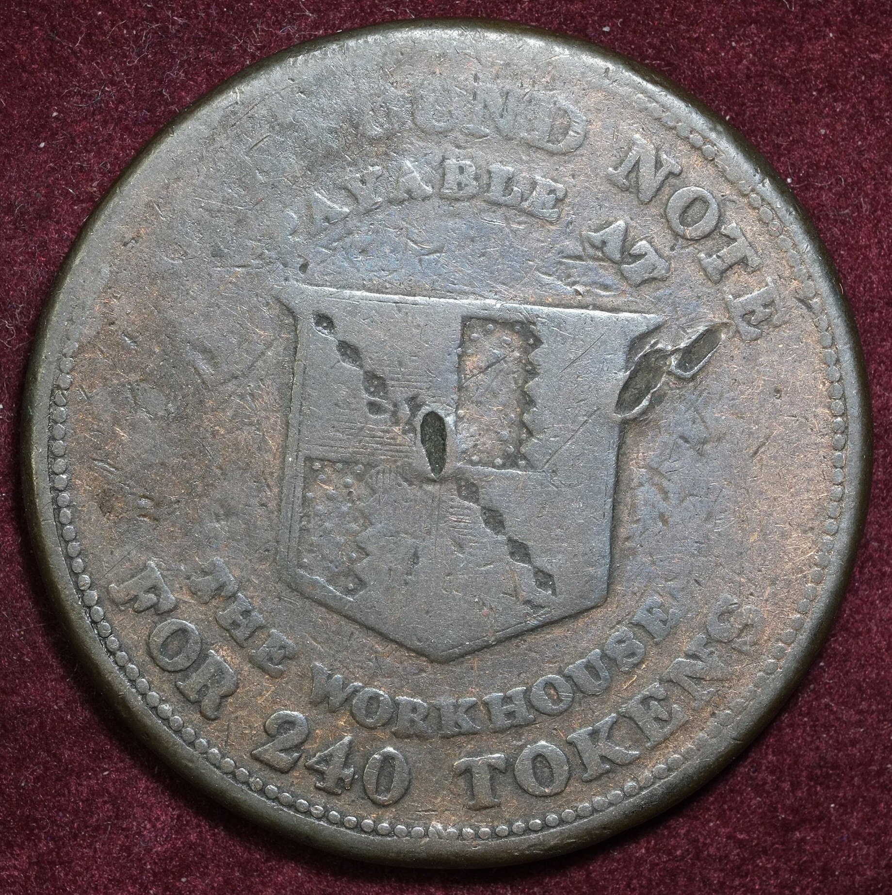 Image of 1812 Large One Penny Token Birmingham Payable At The Workhouse