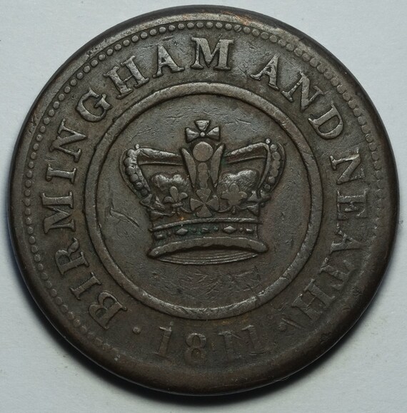 1811 One Penny Token Birmingham - Crown Copper Company - Etsy