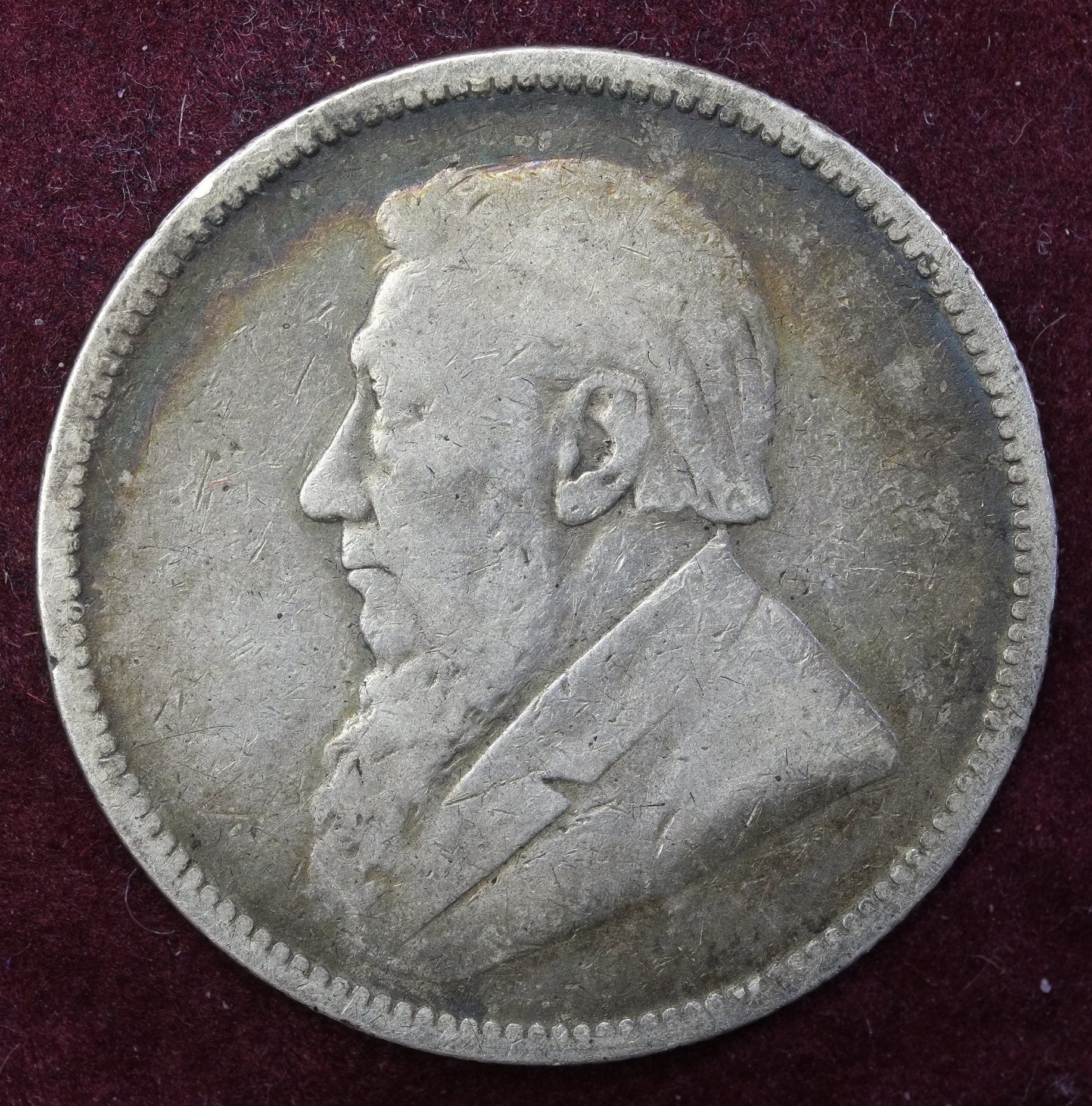 Image of 1897 Republic Of South Africa Silver 2 Shillings Coin Paul Kruger Obverse