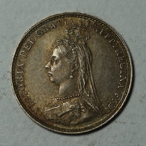 1887 Silver Threepence coin Victoria Jubilee Portrait