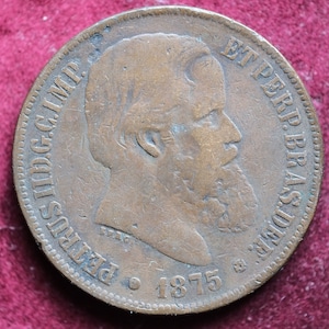 1875 40 Réis coin Pedro II Brazil