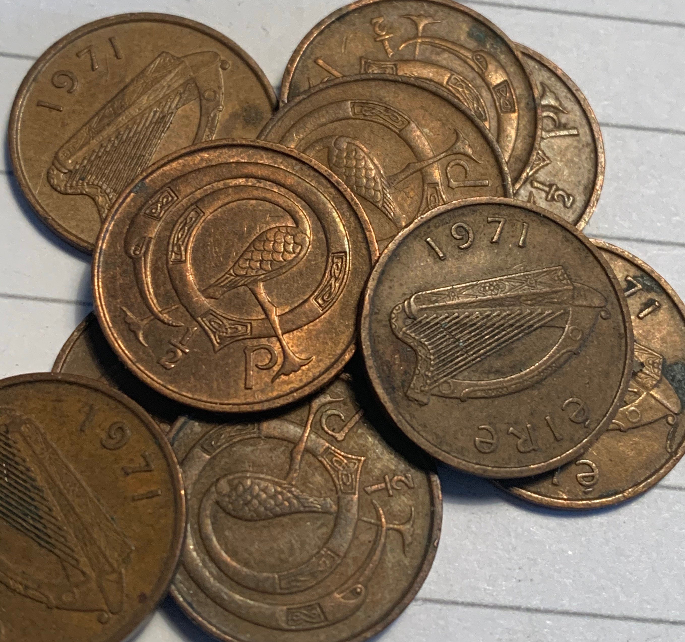 Image of 10 X 1971 Irish 1/2P Half New Pence Coins