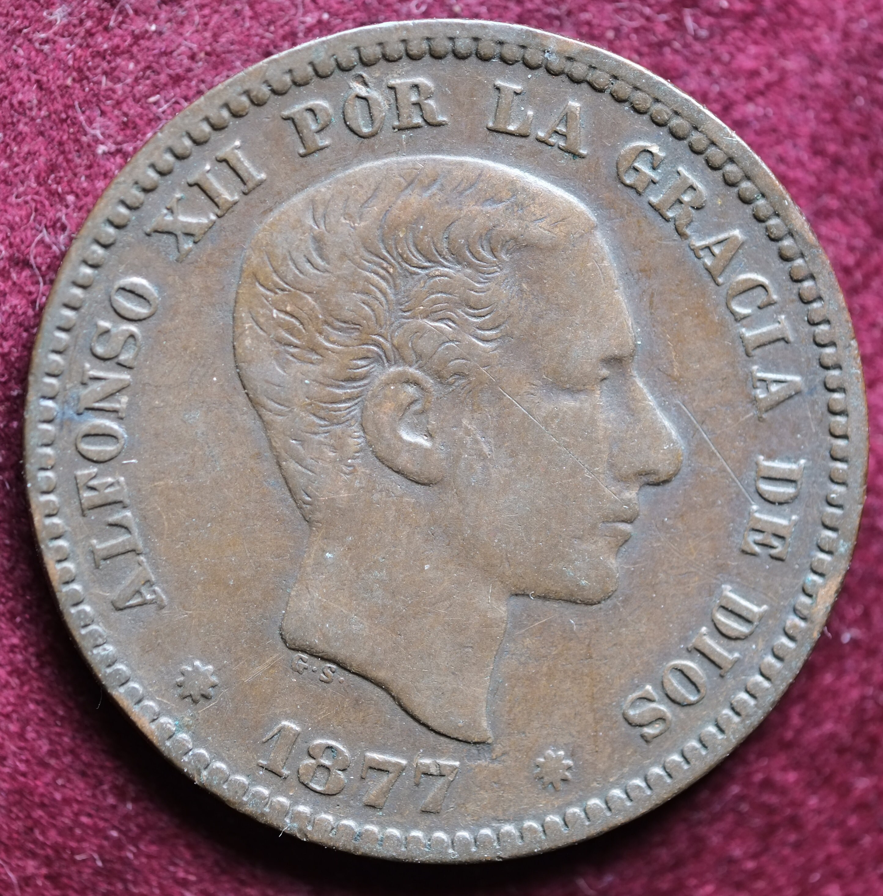 Image of 1877 5 Centimos Coin Spain Alfonso Xii