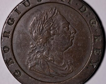 1797年 カートホイール 英国 2ペンス銅貨（国王ジョージ3世を描いた