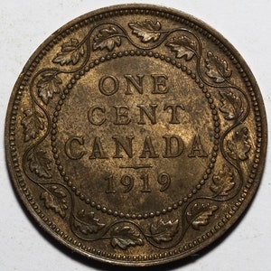 1919 One Cent coin Canada KGV