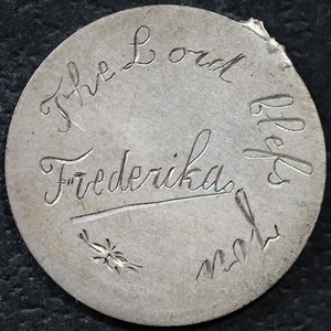 1868-1872 Silver 20 Kreuzer Joseph I Austrian Empire Engraved FREDERIKA The Lord Bless You