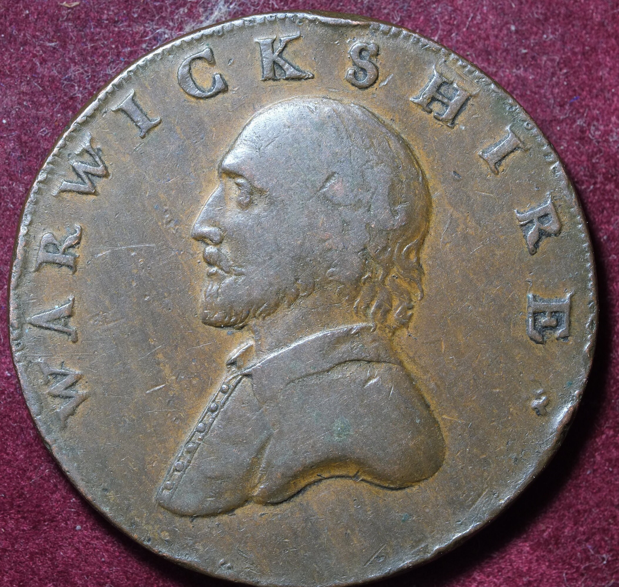 Image of 1791 Warwickshire Half Penny Token William Shakespeare
