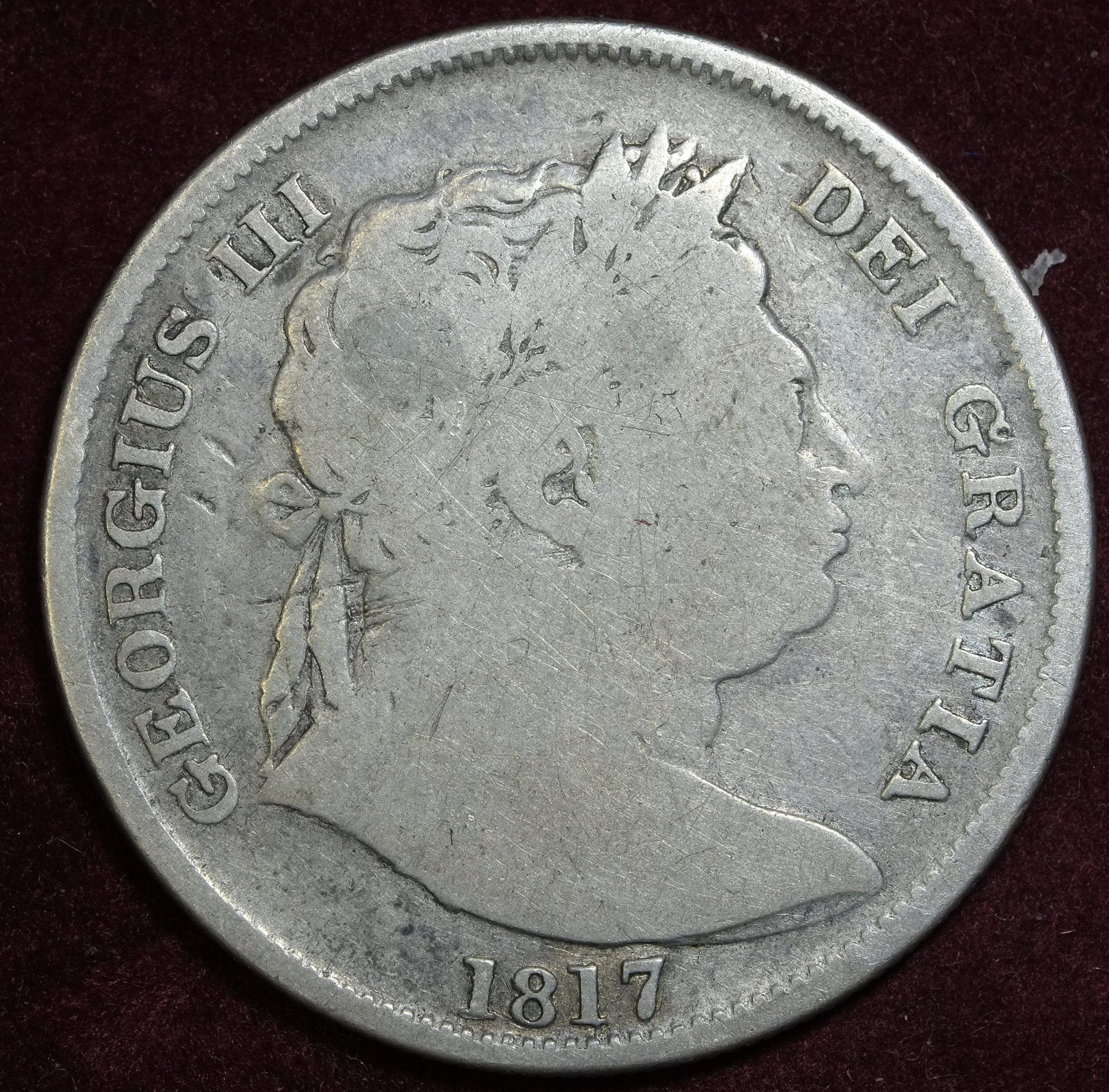 Image of 1817 King George Iii Bull Head Silver Half Crown Coin