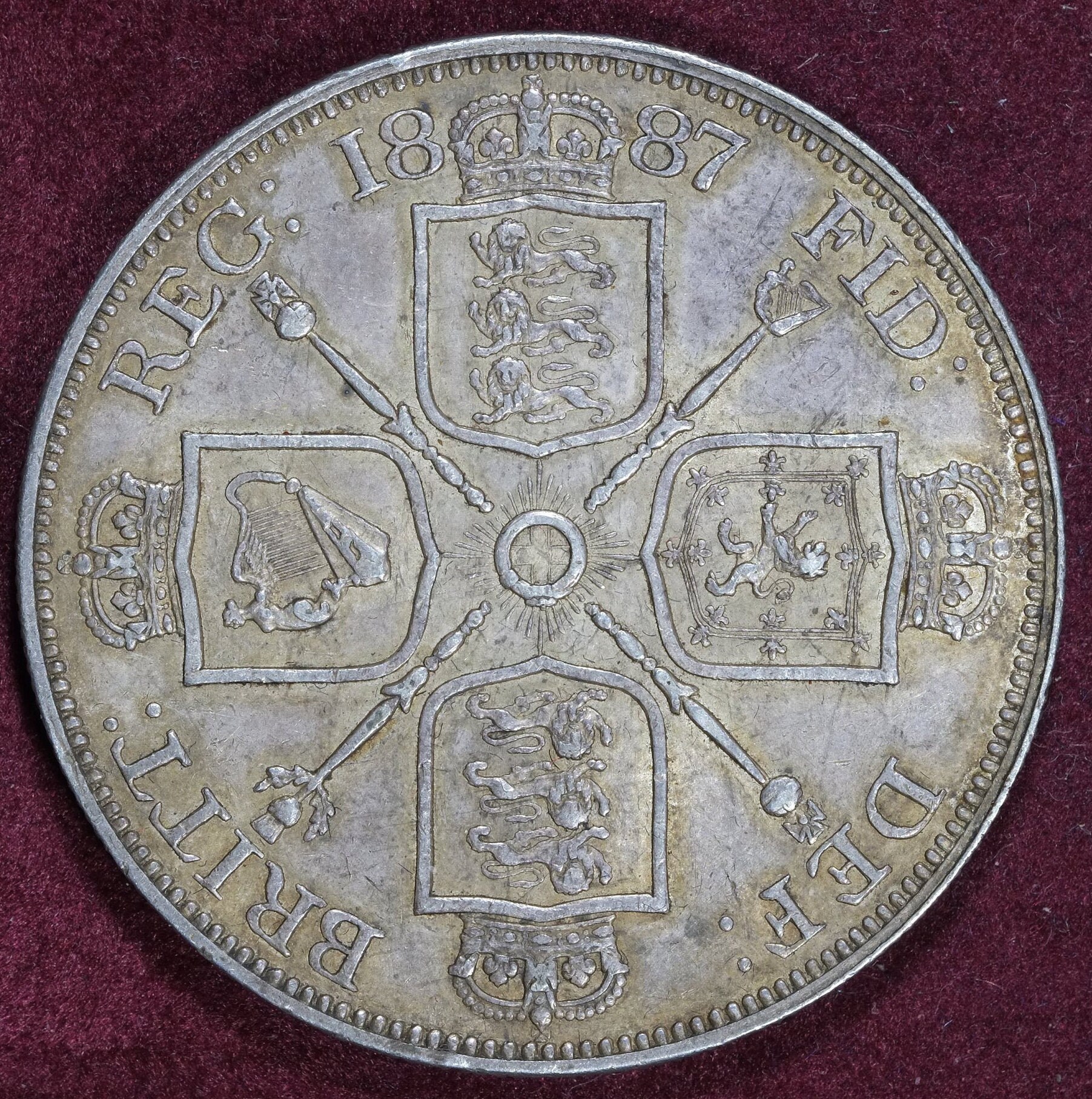 Image of 1887 Silver Double Florin Queen Victoria Coin Roman I