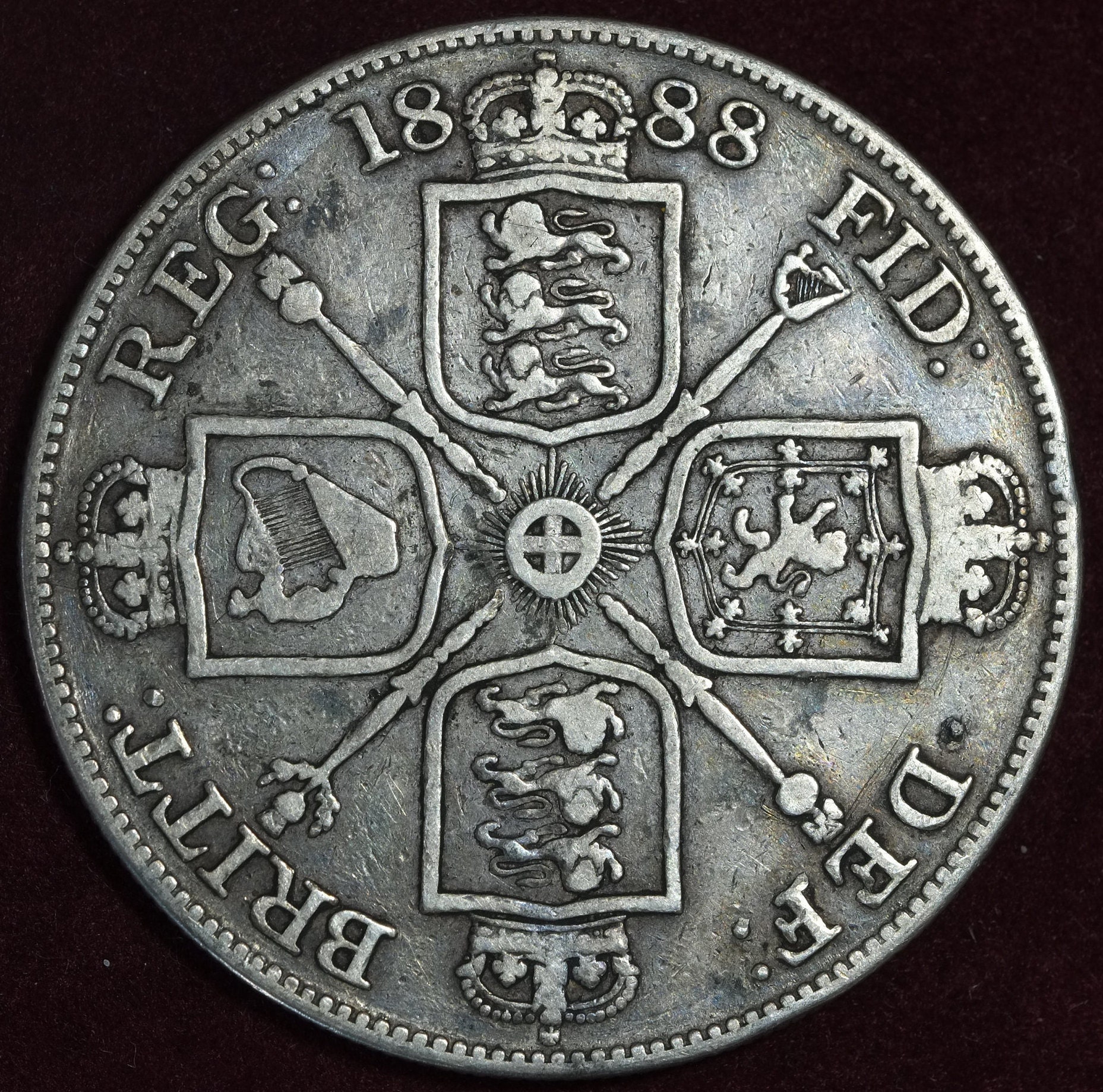 Image of 1888 Silver Double Florin Queen Victoria Coin