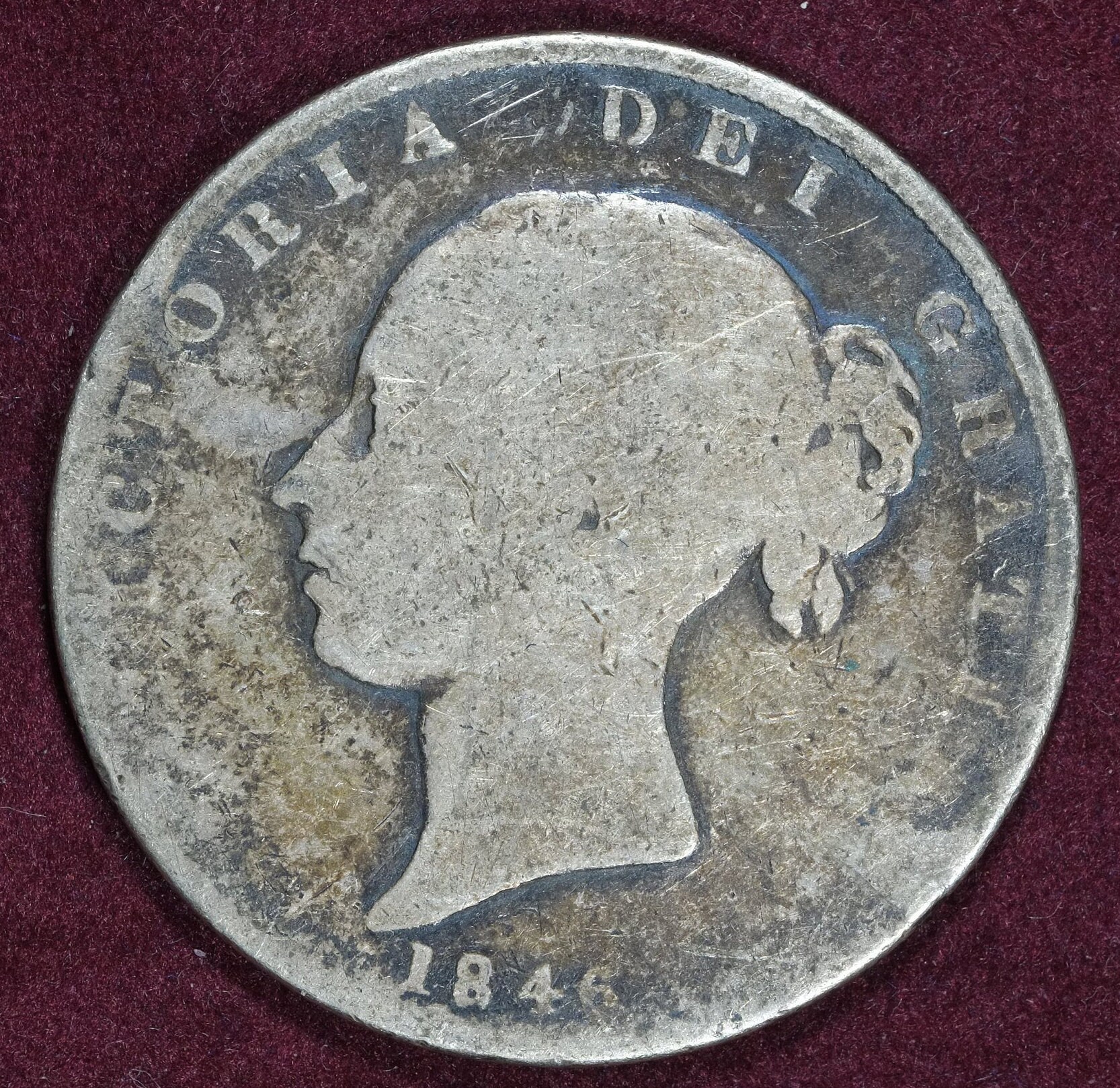 Image of 1846 Victoria Queen Of Great Britain & Ireland, Empress India, Half Crown Coin Struck in 925 Sterling Silver