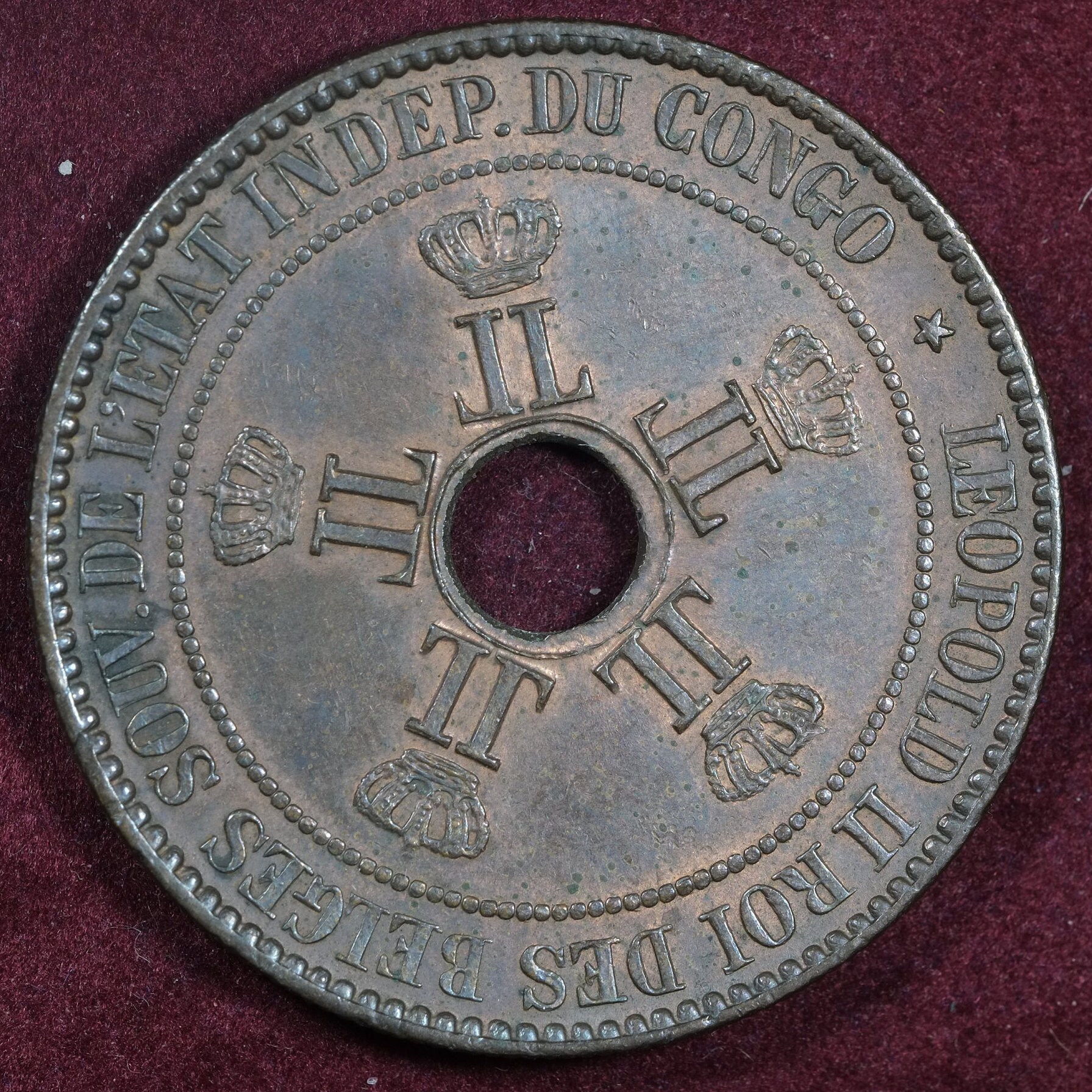 Image of 1888 Congo Free State 10 Centimes King Leopold Ii Of Belgium