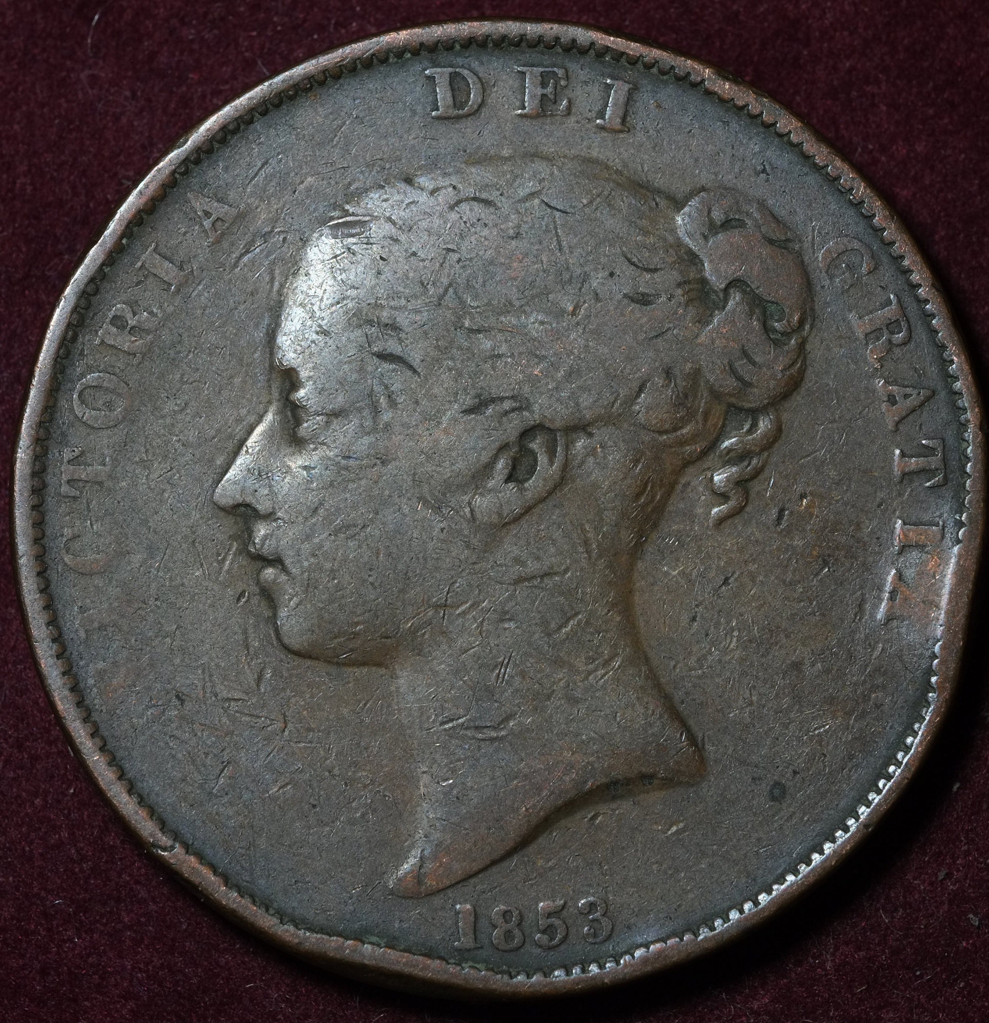 Image of 1853 Queen Victoria One Penny Coin