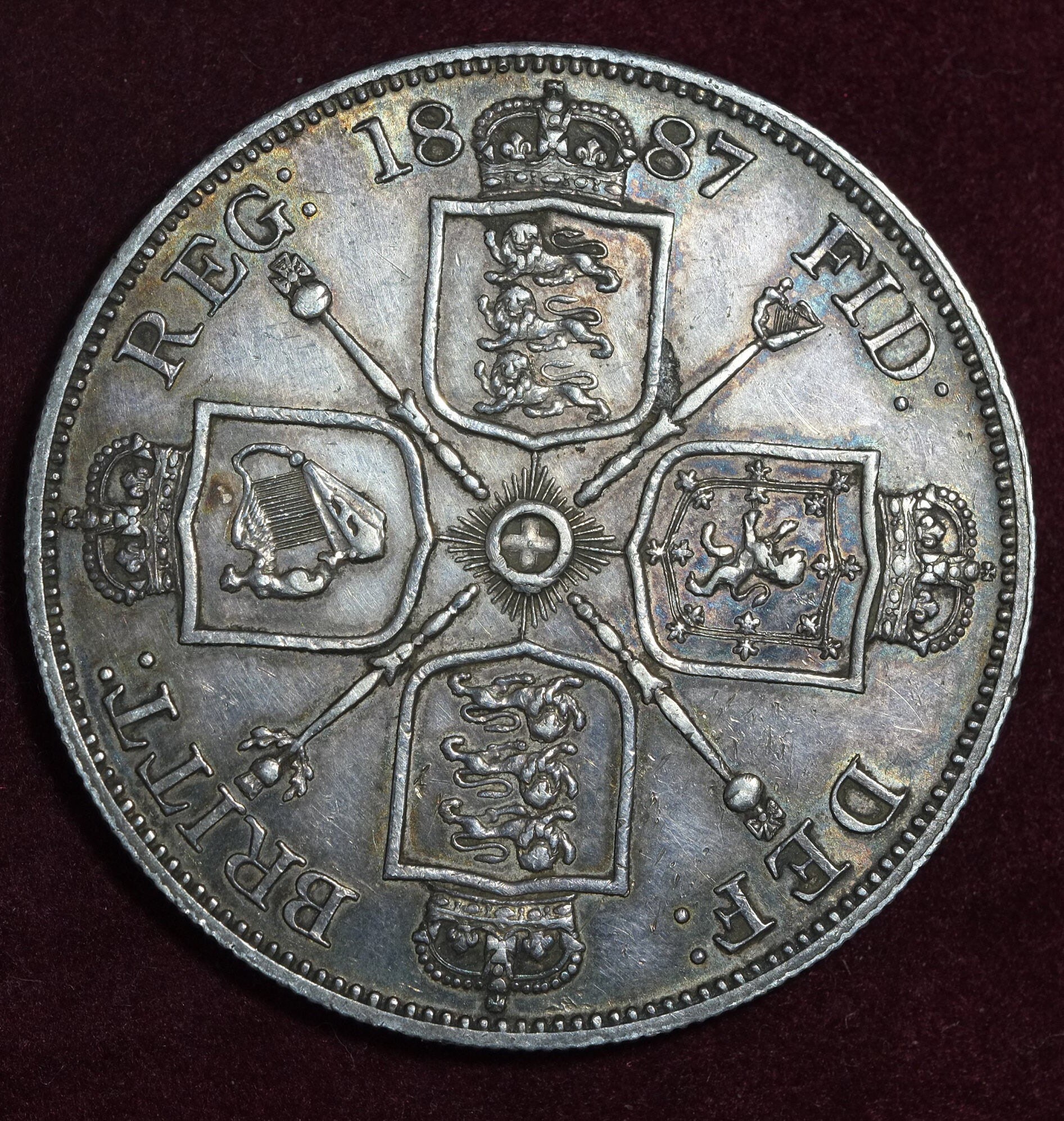 Image of 1887 Silver Double Florin Queen Victoria Coin Arabic 1