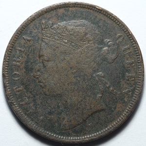 1874 H Heaton mint One Cent Straits Settlements