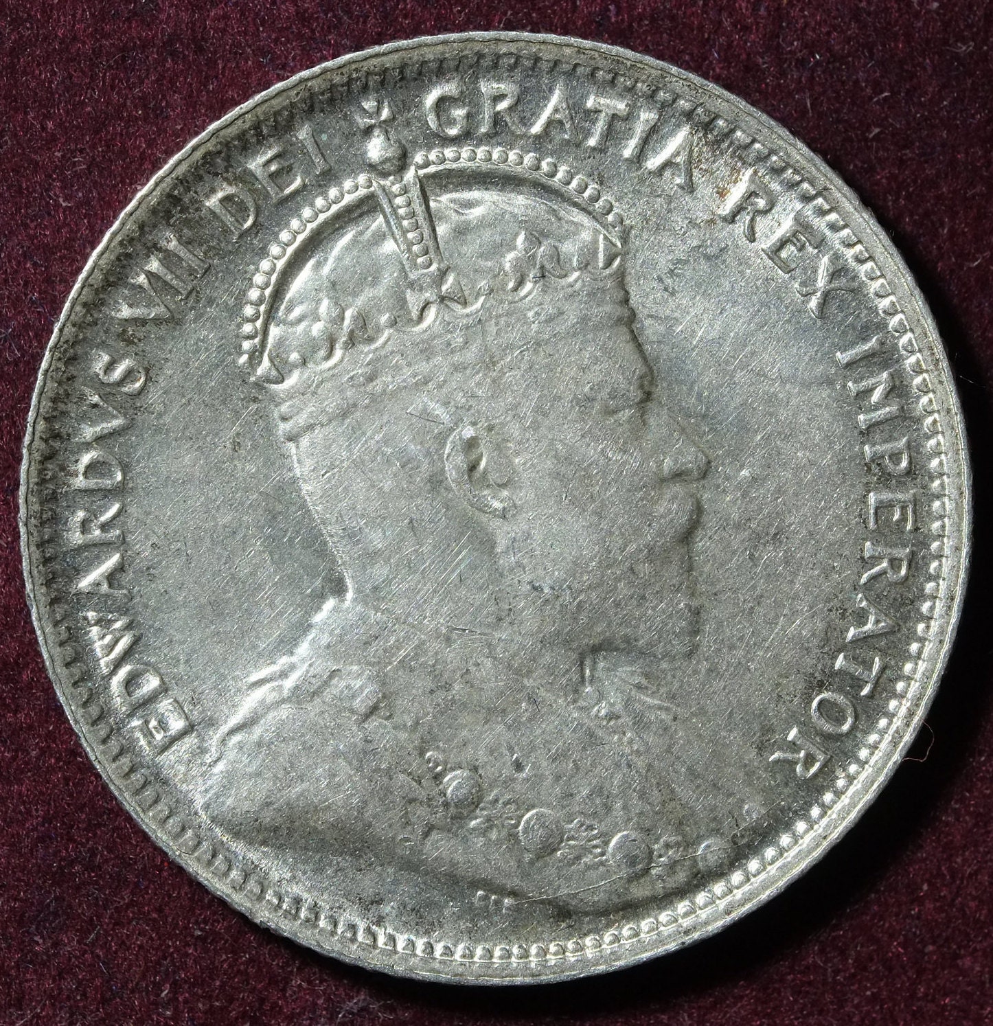 Image of 1907 25 Cents Canada Silver Coin King & Emperor Edward Vii