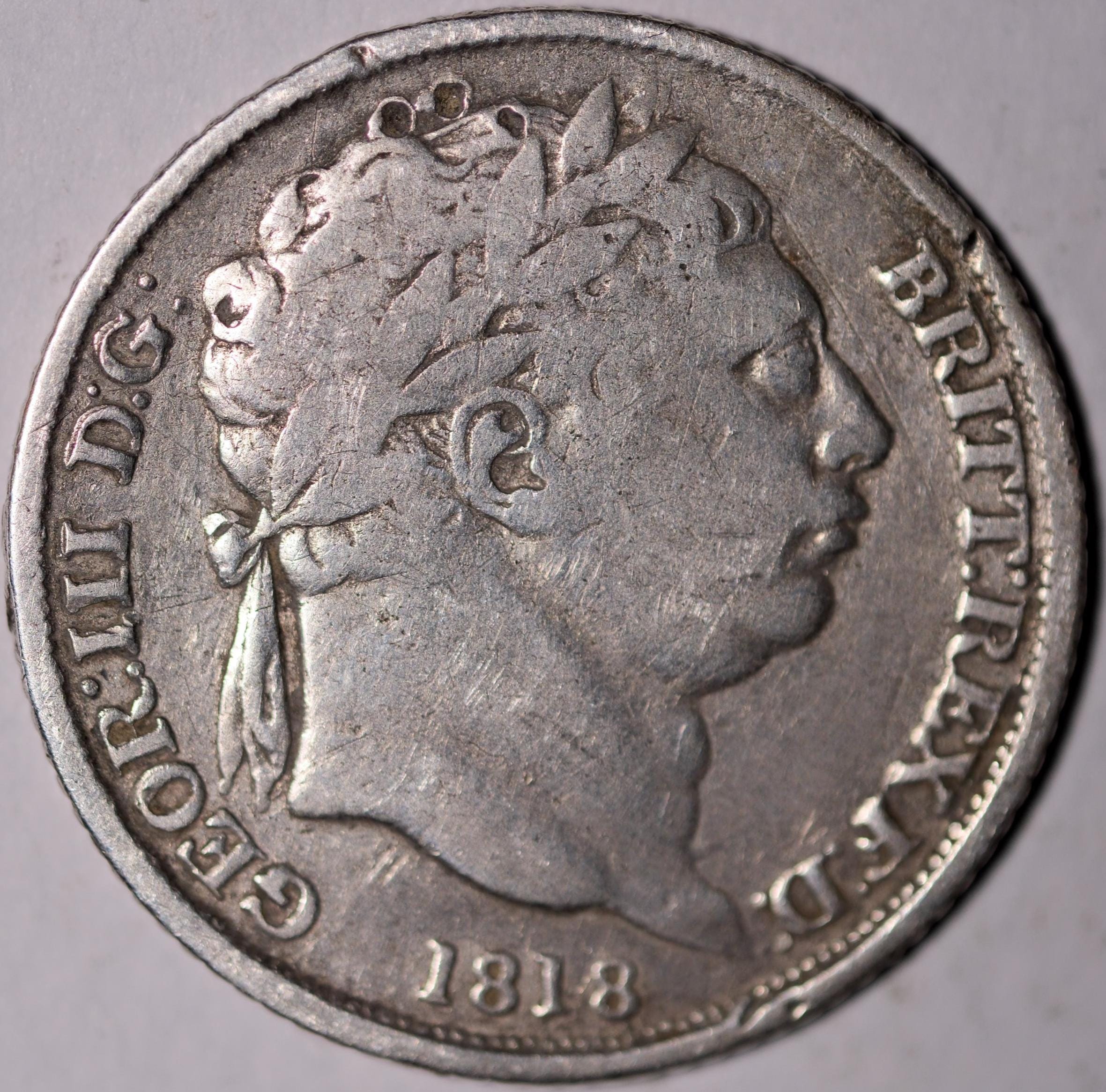 美術品・アンティーク・コレクション 1816年 ジョージ3世 銀貨 6ペンス