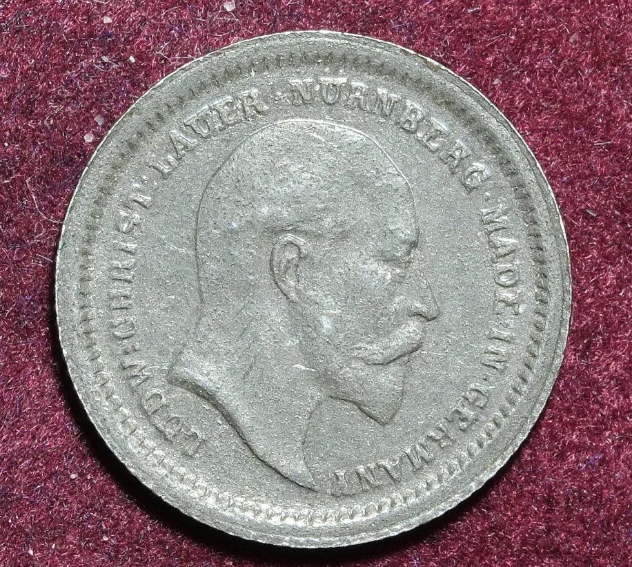 Image of 1902 Toy Money Imitation Of One Shilling Coin By Lauer Nurnberg Germany