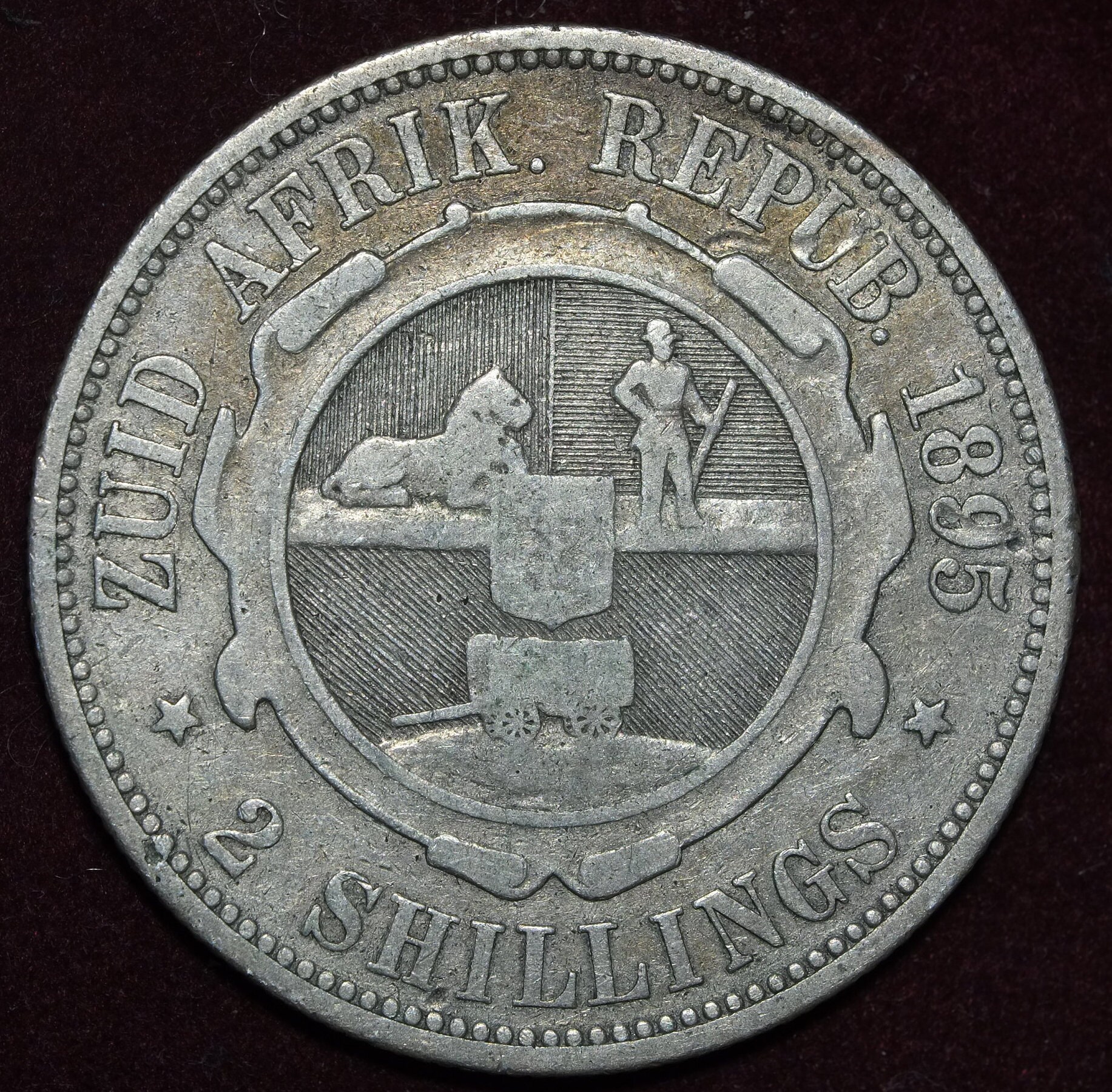 Image of 1895 Zar Silver Two Shillings Republic South Africa