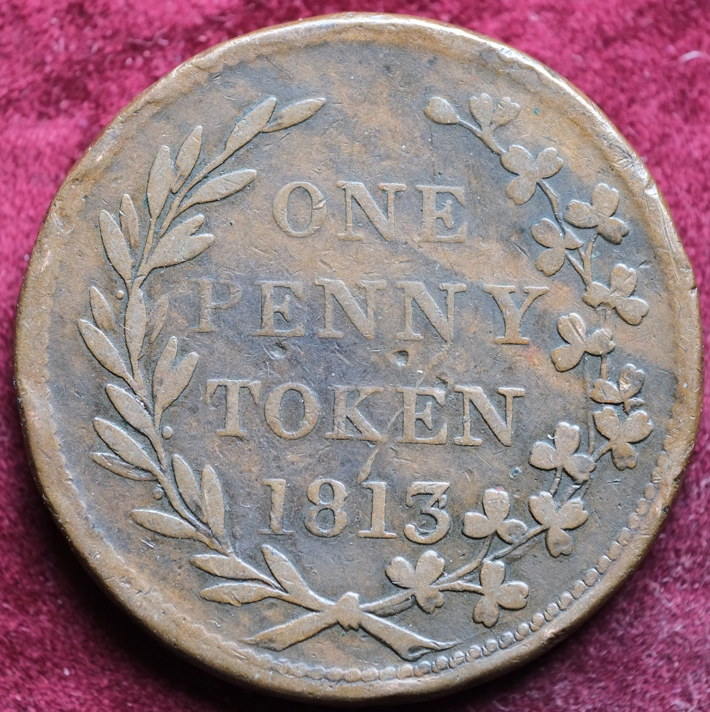 Image of 1813 Irish One Penny Token Strabane G Irvine