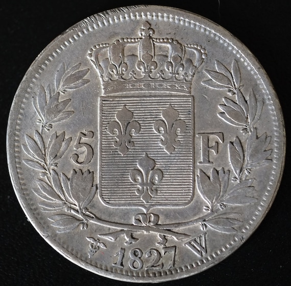 1827 Silver 5 Francs W Lille Mint Charles X France - Etsy