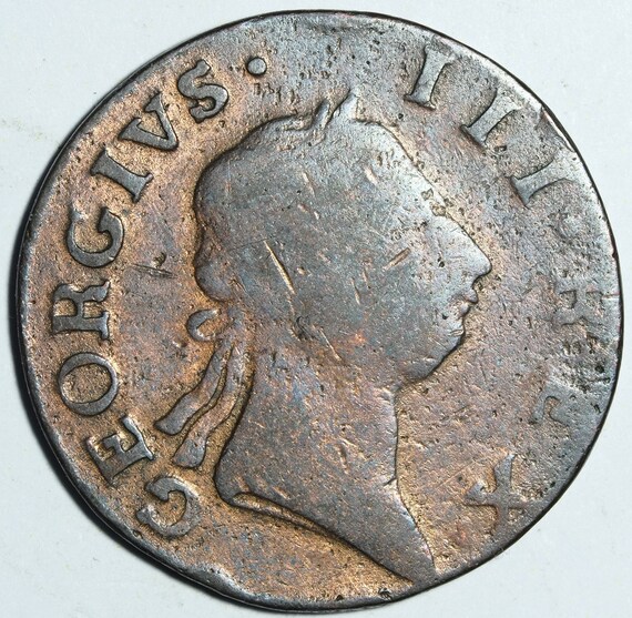 1766 III Irish Issue Hibernia Half Penny Etsy