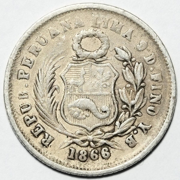 1866 Peru Silver One Dinero