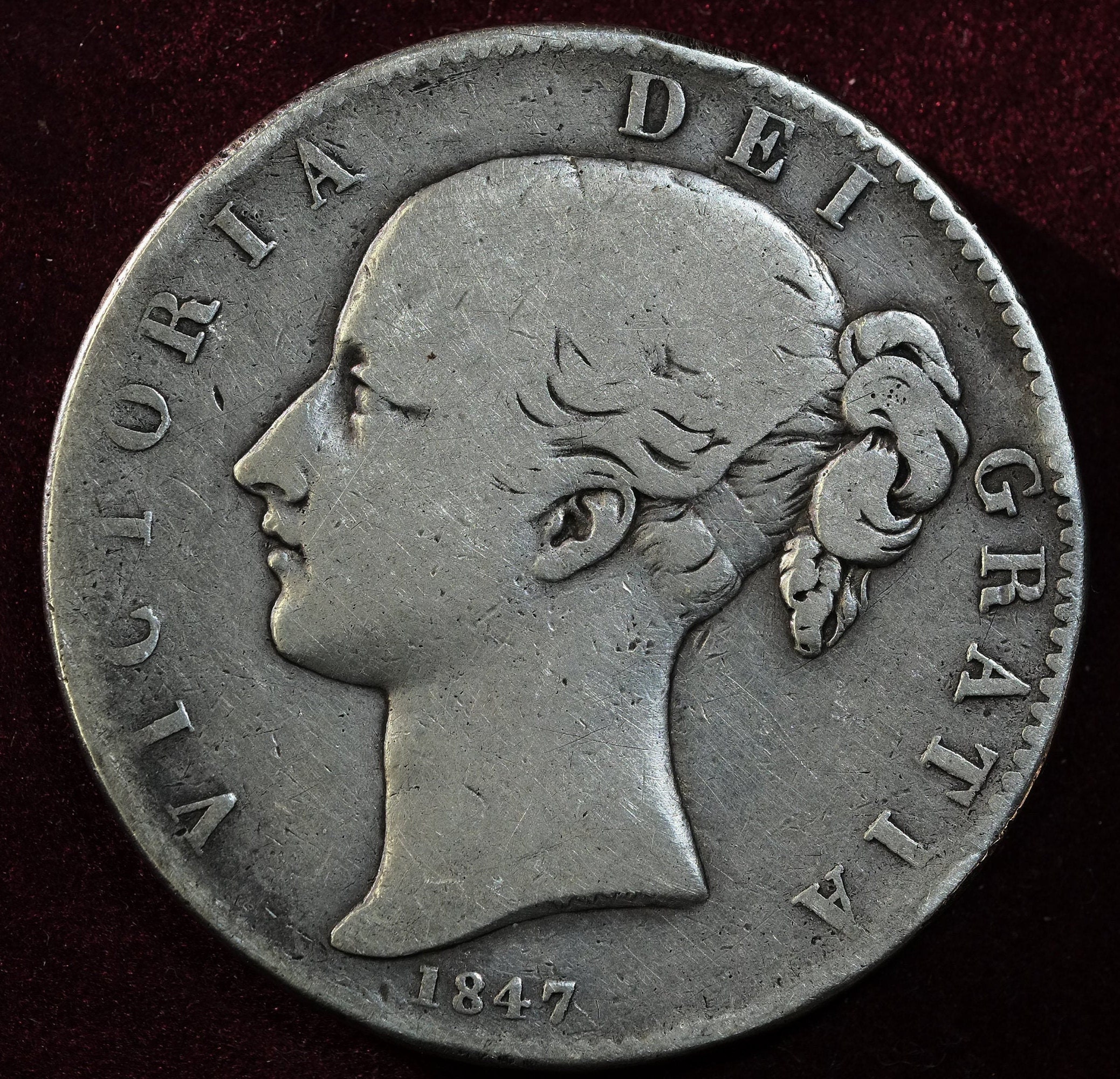 Image of 1847 Xi Full Crown Silver Coin Victoria 1st Portrait